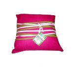 Pink Cushion with White And Green Lace <br/> Dimensions 350mmx350mm <br/> Reference #HE-02 <br/> Product #HE-02